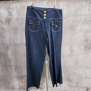 Courtenay wide leg dark denim trousers